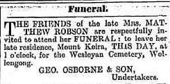 C:\Users\Virginia Rundle\Documents\Ancestry\Robson Files\Matthew Robson\Funeral of Mrs Mathew Robson Illawarra Mercury 6 August 1892 page 3.jpg